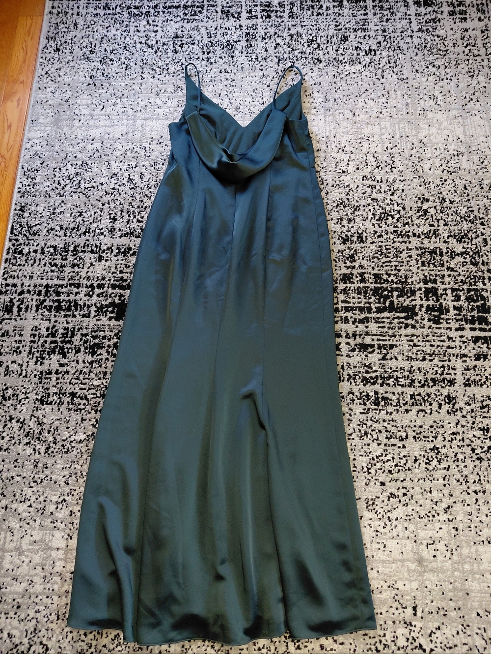 After Six Evergreen Satin Gown 14R Cowl Back Slit Maxi Dress Formal Bridesmaid - Picture 14 of 14
